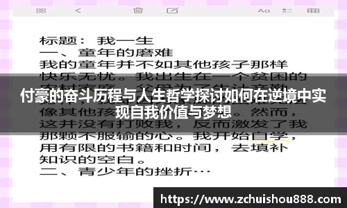 付豪的奋斗历程与人生哲学探讨如何在逆境中实现自我价值与梦想